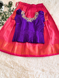 Girls' Ethnic Purple Top & Skirt