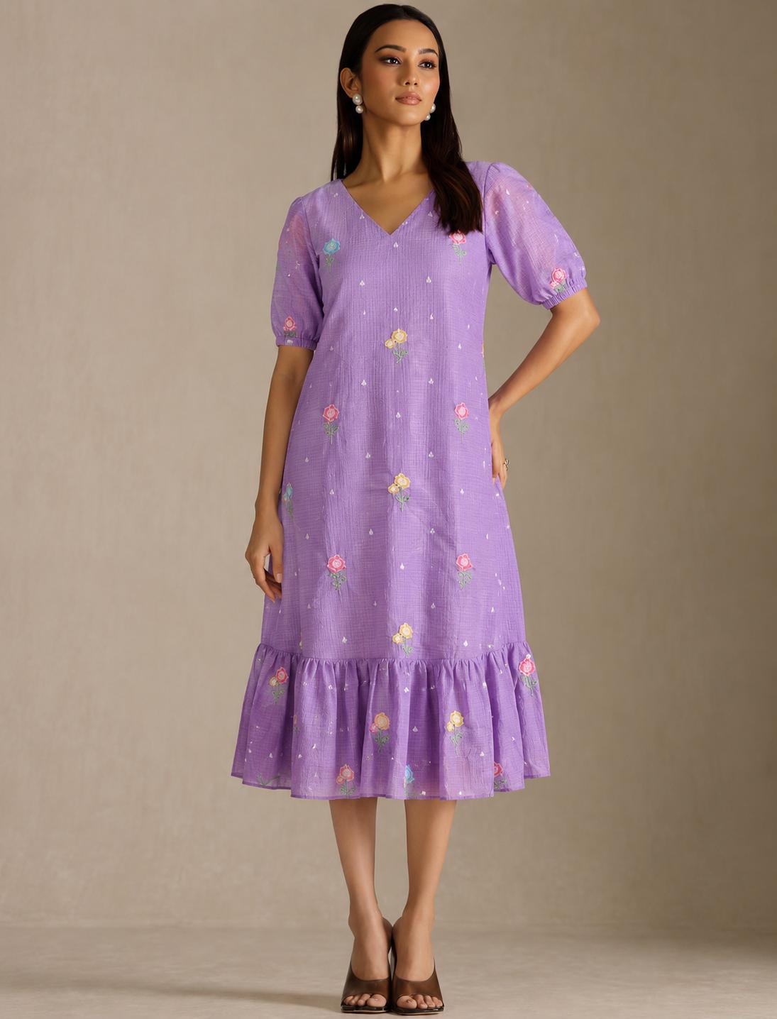 Women's Purple Kota Dress